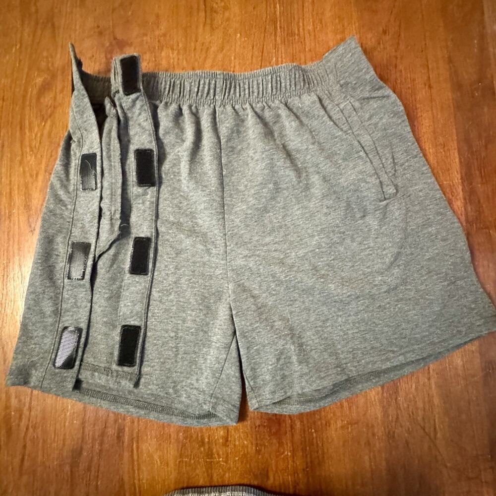 Deyeek Adaptive Tear Away Recovery Shorts Gray Size L Hook & Loop Sides